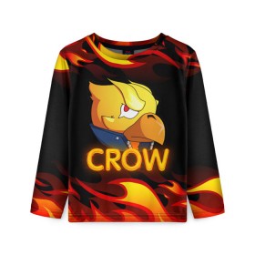 Детский лонгслив 3D с принтом Crow (Brawl Stars) в Курске, 100% полиэстер | длинные рукава, круглый вырез горловины, полуприлегающий силуэт
 | brawl stars | crow | game | leon | бравл | бравл стар | бравл старс | ворон | ворона | детская | детям | игра | компьютерная игра | кров | леон | персонаж | развлечение