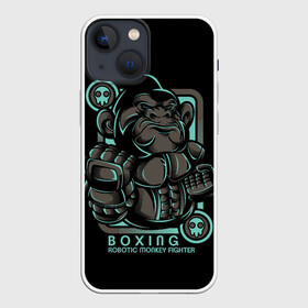 Чехол для iPhone 13 mini с принтом Gorilla fighter в Курске,  |  | Тематика изображения на принте: boxing | cool | fighter | fist | glove | gorilla | monkey | power | punch | robot | боец | бокс | горилла | крутая | кулак | обезьяна | перчатка | робот | сила | удар