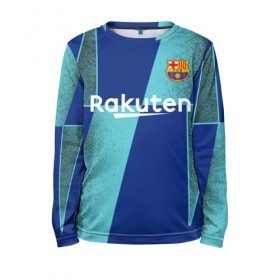 Детский лонгслив 3D с принтом Barcelona PreMatch kit в Курске, 100% полиэстер | длинные рукава, круглый вырез горловины, полуприлегающий силуэт
 | barcelona | champions | laliga | league | messi | spain | барселона | испания | лига | месси | чемпионов