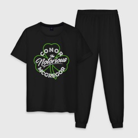Мужская пижама хлопок с принтом Конор Макгрегор в Курске, 100% хлопок | брюки и футболка прямого кроя, без карманов, на брюках мягкая резинка на поясе и по низу штанин
 | 