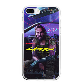 Чехол для iPhone 7Plus/8 Plus матовый с принтом CYBERPUNK 2077 - КИАНУ в Курске, Силикон | Область печати: задняя сторона чехла, без боковых панелей | 2077 | cyber | cyberpunk | demon | glitch | keanu | logo | punk | reeves | samurai | symbol | team | trauma | глитч | демон | киану | кибер | киберпанк | клан | лого | логотип | огонь | панк | ривз | самурай | символ