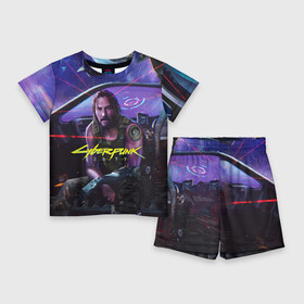 Детский костюм с шортами 3D с принтом CYBERPUNK 2077  КИАНУ в Курске,  |  | 2077 | cyber | cyberpunk | demon | glitch | keanu | logo | punk | reeves | samurai | symbol | team | trauma | глитч | демон | киану | кибер | киберпанк | клан | лого | логотип | огонь | панк | ривз | самурай | символ