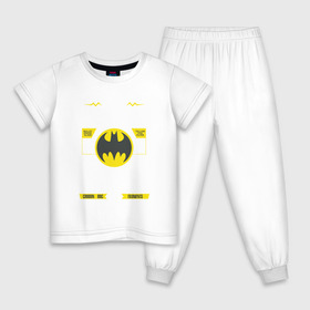 Детская пижама хлопок с принтом Bat-Signal в Курске, 100% хлопок |  брюки и футболка прямого кроя, без карманов, на брюках мягкая резинка на поясе и по низу штанин
 | Тематика изображения на принте: 80 | 80th | anniversary | bat man | batman | batman comics | caped crusader | dark knight | shtatbat | бетмен | брюс уэйн | бэт мен | бэтмен | тёмный рыцарь