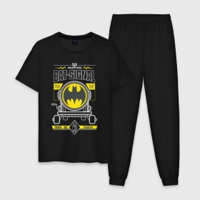 Мужская пижама хлопок с принтом Bat-Signal в Курске, 100% хлопок | брюки и футболка прямого кроя, без карманов, на брюках мягкая резинка на поясе и по низу штанин
 | 80 | 80th | anniversary | bat man | batman | batman comics | caped crusader | dark knight | shtatbat | бетмен | брюс уэйн | бэт мен | бэтмен | тёмный рыцарь