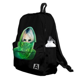 Рюкзак 3D с принтом Billie Eilish в Курске, 100% полиэстер | лямки с регулируемой длиной, сверху петелька, чтобы рюкзак можно было повесить на вешалку. Основное отделение закрывается на молнию, как и внешний карман. Внутри два дополнительных кармана, один из которых закрывается на молнию. По бокам два дополнительных кармашка | bad | billie | boy | boys | eilish | girl | girls | music | pop | rap | sad | trend | билли | грустно | девочка | девочки | девушка | мальчик | музыка | поп | рэп | тренд | эйлиш