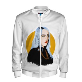 Мужской бомбер 3D с принтом Billie Eilish в Курске, 100% полиэстер | застегивается на молнию, по бокам два кармана без застежек, по низу бомбера и на воротнике - эластичная резинка | Тематика изображения на принте: bad | billie | boy | boys | eilish | girl | girls | music | pop | rap | sad | trend | билли | грустно | девочка | девочки | девушка | мальчик | музыка | поп | рэп | тренд | эйлиш