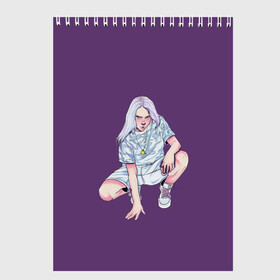 Скетчбук с принтом Billie Eilish в Курске, 100% бумага
 | 48 листов, плотность листов — 100 г/м2, плотность картонной обложки — 250 г/м2. Листы скреплены сверху удобной пружинной спиралью | Тематика изображения на принте: bad | billie | boy | boys | eilish | girl | girls | music | pop | rap | sad | trend | билли | грустно | девочка | девочки | девушка | мальчик | музыка | поп | рэп | тренд | эйлиш