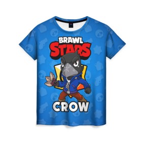 Женская футболка 3D с принтом BRAWL STARS CROW в Курске, 100% полиэфир ( синтетическое хлопкоподобное полотно) | прямой крой, круглый вырез горловины, длина до линии бедер | brawl stars | brawl stars crow | brawler | crow | бравл старз | бравлер | ворон