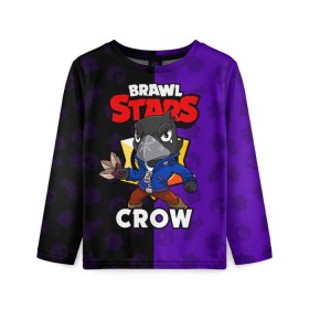 Детский лонгслив 3D с принтом BRAWL STARS CROW в Курске, 100% полиэстер | длинные рукава, круглый вырез горловины, полуприлегающий силуэт
 | brawl stars | brawl stars crow | brawler | crow | бравл старз | бравлер | ворон