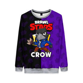 Женский свитшот 3D с принтом BRAWL STARS CROW в Курске, 100% полиэстер с мягким внутренним слоем | круглый вырез горловины, мягкая резинка на манжетах и поясе, свободная посадка по фигуре | brawl stars | brawl stars crow | brawler | crow | бравл старз | бравлер | ворон
