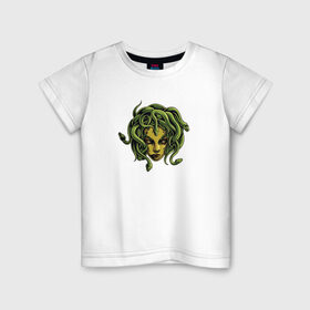 Детская футболка хлопок с принтом Медуза Горгона в Курске, 100% хлопок | круглый вырез горловины, полуприлегающий силуэт, длина до линии бедер | Тематика изображения на принте: горгона | змеи | медуза горгона | мистика | монстер | существо