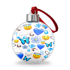 Ёлочный шар с принтом Смайлики в Курске, Пластик | Диаметр: 77 мм | emoji | настроение | позитив | смайлики | смайлы | стикеры | текстура смайл | улыбки | фон смайл | эмодзи