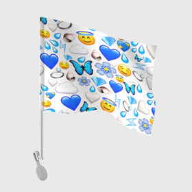 Флаг для автомобиля с принтом Смайлики в Курске, 100% полиэстер | Размер: 30*21 см | emoji | настроение | позитив | смайлики | смайлы | стикеры | текстура смайл | улыбки | фон смайл | эмодзи