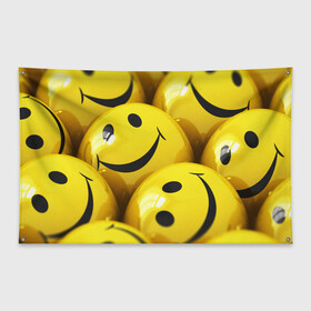 Флаг-баннер с принтом YELLOW SMILE в Курске, 100% полиэстер | размер 67 х 109 см, плотность ткани — 95 г/м2; по краям флага есть четыре люверса для крепления | emoji | настроение | позитив | смайлики | смайлы | стикеры | текстура смайл | улыбки | фон смайл | эмодзи