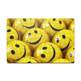 Пазл магнитный 126 элементов с принтом YELLOW SMILE в Курске, полимерный материал с магнитным слоем | 126 деталей, размер изделия —  180*270 мм | emoji | настроение | позитив | смайлики | смайлы | стикеры | текстура смайл | улыбки | фон смайл | эмодзи