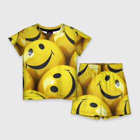 Детский костюм с шортами 3D с принтом YELLOW SMILE в Курске,  |  | Тематика изображения на принте: emoji | настроение | позитив | смайлики | смайлы | стикеры | текстура смайл | улыбки | фон смайл | эмодзи