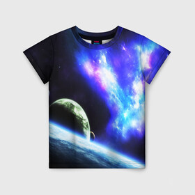 Детская футболка 3D с принтом ЗЕМЛЯ в Курске, 100% гипоаллергенный полиэфир | прямой крой, круглый вырез горловины, длина до линии бедер, чуть спущенное плечо, ткань немного тянется | Тематика изображения на принте: galaxy | nebula | space | star | абстракция | вселенная | галактика | звезда | звезды | космический | планеты