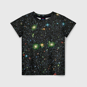 Детская футболка 3D с принтом ЗВЕЗДЫ в Курске, 100% гипоаллергенный полиэфир | прямой крой, круглый вырез горловины, длина до линии бедер, чуть спущенное плечо, ткань немного тянется | Тематика изображения на принте: galaxy | nebula | space | star | абстракция | вселенная | галактика | звезда | звезды | космический | планеты