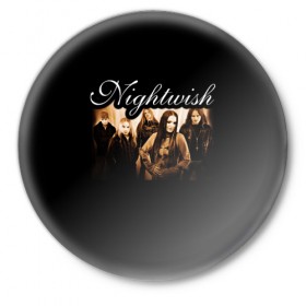 Значок с принтом Nightwish в Курске,  металл | круглая форма, металлическая застежка в виде булавки | metal | nightwish | symphonic metal | tarja | tarja turunen | turunen | метал | найтвиш | симфоник метал | тарья | турунен
