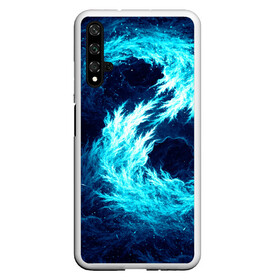 Чехол для Honor 20 с принтом Abstract fractal blue flame в Курске, Силикон | Область печати: задняя сторона чехла, без боковых панелей | abstract | colors | dark | flame | fractal | space | абстракция | космос | краски | огонь | пламя | тёмный | фрактал