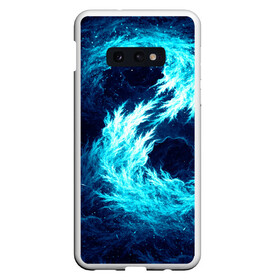 Чехол для Samsung S10E с принтом Abstract fractal blue flame в Курске, Силикон | Область печати: задняя сторона чехла, без боковых панелей | Тематика изображения на принте: abstract | colors | dark | flame | fractal | space | абстракция | космос | краски | огонь | пламя | тёмный | фрактал