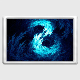 Магнит 45*70 с принтом Abstract fractal blue flame в Курске, Пластик | Размер: 78*52 мм; Размер печати: 70*45 | Тематика изображения на принте: abstract | colors | dark | flame | fractal | space | абстракция | космос | краски | огонь | пламя | тёмный | фрактал