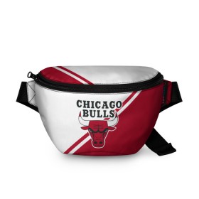 Поясная сумка 3D с принтом Chicago Bulls Red-White в Курске, 100% полиэстер | плотная ткань, ремень с регулируемой длиной, внутри несколько карманов для мелочей, основное отделение и карман с обратной стороны сумки застегиваются на молнию | bulls | chicago | chicago bulls | nba | баскетбол | буллз | нба | чикаго | чикаго буллз