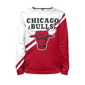 Детский лонгслив 3D с принтом Chicago Bulls Red-White в Курске, 100% полиэстер | длинные рукава, круглый вырез горловины, полуприлегающий силуэт
 | bulls | chicago | chicago bulls | nba | баскетбол | буллз | нба | чикаго | чикаго буллз