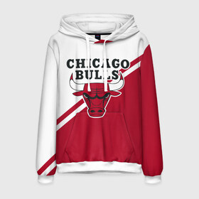 Мужская толстовка 3D с принтом Chicago Bulls Red-White в Курске, 100% полиэстер | двухслойный капюшон со шнурком для регулировки, мягкие манжеты на рукавах и по низу толстовки, спереди карман-кенгуру с мягким внутренним слоем. | bulls | chicago | chicago bulls | nba | баскетбол | буллз | нба | чикаго | чикаго буллз