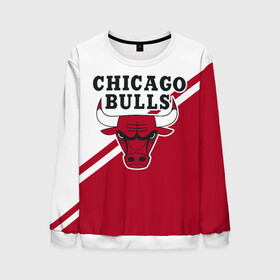 Мужской свитшот 3D с принтом Chicago Bulls Red-White в Курске, 100% полиэстер с мягким внутренним слоем | круглый вырез горловины, мягкая резинка на манжетах и поясе, свободная посадка по фигуре | bulls | chicago | chicago bulls | nba | баскетбол | буллз | нба | чикаго | чикаго буллз