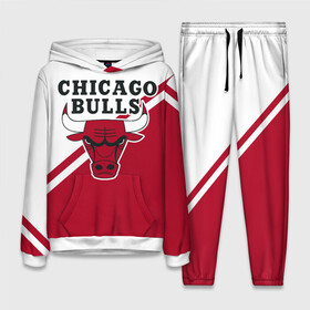 Женский костюм 3D (с толстовкой) с принтом Chicago Bulls Red White в Курске,  |  | bulls | chicago | chicago bulls | nba | баскетбол | буллз | нба | чикаго | чикаго буллз