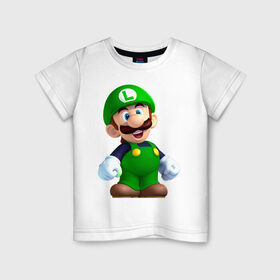 Детская футболка хлопок с принтом Luigi`s Mansion в Курске, 100% хлопок | круглый вырез горловины, полуприлегающий силуэт, длина до линии бедер | game | luigis mansion | mario | nintendo | видеоигра | игра | луиджи | марио | привидение | призрак