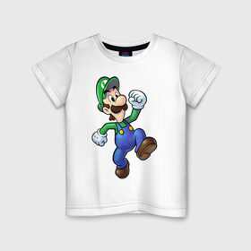 Детская футболка хлопок с принтом Luigis Mansion в Курске, 100% хлопок | круглый вырез горловины, полуприлегающий силуэт, длина до линии бедер | game | luigis mansion | mario | nintendo | видеоигра | игра | луиджи | марио | привидение | призрак