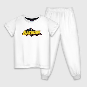 Детская пижама хлопок с принтом Batman Logo в Курске, 100% хлопок |  брюки и футболка прямого кроя, без карманов, на брюках мягкая резинка на поясе и по низу штанин
 | Тематика изображения на принте: 80 | 80th | anniversary | bat man | batman | batman comics | caped crusader | dark knight | shtatjl | бетмен | брюс уэйн | бэт мен | бэтмен | тёмный рыцарь