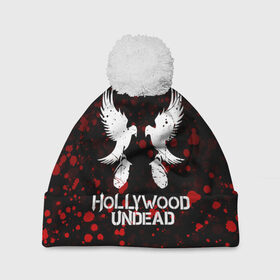 Шапка 3D c помпоном с принтом HOLLYWOOD UNDEAD в Курске, 100% полиэстер | универсальный размер, печать по всей поверхности изделия | deuce | hollywood undead | hu | j dog | shady jeff | голливуд | голливудская нежить | даниэль мурильо | джордан террелл | джордж артур рейган | дилан альварес | мэттью сент клер | нежить