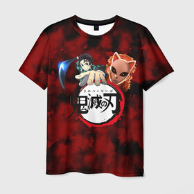 Мужская футболка 3D с принтом Kimetsu no Yaiba  в Курске, 100% полиэфир | прямой крой, круглый вырез горловины, длина до линии бедер | demons | kimetsu | knife | yaiba | демонов | демоны | клинок | рассекающий