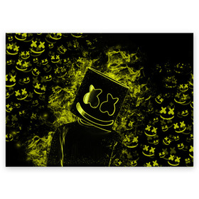 Поздравительная открытка с принтом Marshmello в Курске, 100% бумага | плотность бумаги 280 г/м2, матовая, на обратной стороне линовка и место для марки
 | dj | marshmello | usa | америка | клубная музыка | мармело | маршмелло | маршмеллоу | музыка | музыкант