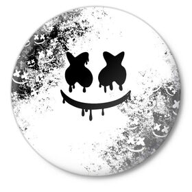 Значок с принтом Marshmello в Курске,  металл | круглая форма, металлическая застежка в виде булавки | dj | marshmello | usa | америка | клубная музыка | мармело | маршмелло | маршмеллоу | музыка | музыкант