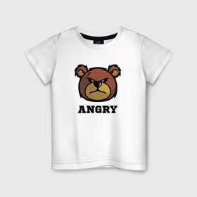 Детская футболка хлопок с принтом Злой мишка ANGRY TEDDY в Курске, 100% хлопок | круглый вырез горловины, полуприлегающий силуэт, длина до линии бедер | Тематика изображения на принте: дикий | злой | мишка | стиль | тедди
