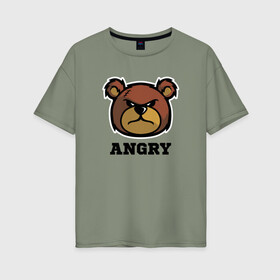 Женская футболка хлопок Oversize с принтом Злой мишка ANGRY TEDDY в Курске, 100% хлопок | свободный крой, круглый ворот, спущенный рукав, длина до линии бедер
 | Тематика изображения на принте: дикий | злой | мишка | стиль | тедди