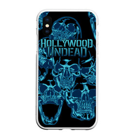 Чехол для iPhone XS Max матовый с принтом Hollywood Undead в Курске, Силикон | Область печати: задняя сторона чехла, без боковых панелей | been | bloody nose | california | hell | lyrics | music | octone | official | psalms | records | rock | song | to | vevo | video | кранккор | метал | рэп рок | электроник