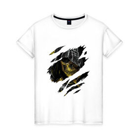 Женская футболка хлопок с принтом Higgs в Курске, 100% хлопок | прямой крой, круглый вырез горловины, длина до линии бедер, слегка спущенное плечо | death stranding | kojima | дез стрендинг | кодзима | хиггс | хигс