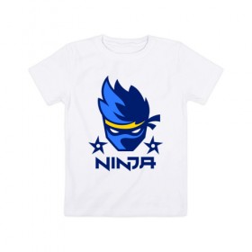Детская футболка хлопок с принтом FORTNITE NINJA в Курске, 100% хлопок | круглый вырез горловины, полуприлегающий силуэт, длина до линии бедер | chapter 2 | fortnite | fortnite ninja | ninja | игры | ниндзя | нинзя | сюрекен | фортнайт