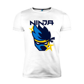 Мужская футболка премиум с принтом FORTNITE NINJA в Курске, 92% хлопок, 8% лайкра | приталенный силуэт, круглый вырез ворота, длина до линии бедра, короткий рукав | chapter 2 | fortnite | fortnite ninja | ninja | игры | ниндзя | нинзя | сюрекен | фортнайт