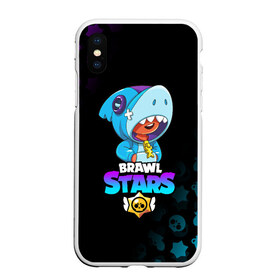 Чехол для iPhone XS Max матовый с принтом BRAWL STARS LEON SHARK в Курске, Силикон | Область печати: задняя сторона чехла, без боковых панелей | brawl stars | bull | colt | crow | leon | leon shark | shark | stars | акула | берли | ворон | динамайк | кольт | леон | леон акула | нита | спайк | шелли | эль примо