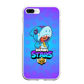 Чехол для iPhone 7Plus/8 Plus матовый с принтом BRAWL STARS LEON SHARK в Курске, Силикон | Область печати: задняя сторона чехла, без боковых панелей | brawl stars | bull | colt | crow | leon | leon shark | shark | stars | акула | берли | ворон | динамайк | кольт | леон | леон акула | нита | спайк | шелли | эль примо