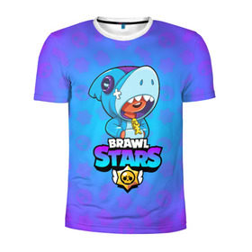 Мужская футболка 3D спортивная с принтом BRAWL STARS LEON SHARK в Курске, 100% полиэстер с улучшенными характеристиками | приталенный силуэт, круглая горловина, широкие плечи, сужается к линии бедра | Тематика изображения на принте: brawl stars | bull | colt | crow | leon | leon shark | shark | stars | акула | берли | ворон | динамайк | кольт | леон | леон акула | нита | спайк | шелли | эль примо