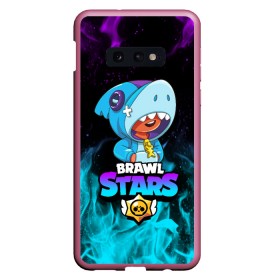 Чехол для Samsung S10E силиконовый с принтом BRAWL STARS LEON SHARK в Курске, Силикон | Область печати: задняя сторона чехла, без боковых панелей | brawl stars | bull | colt | crow | leon | leon shark | shark | stars | акула | берли | ворон | динамайк | кольт | леон | леон акула | нита | спайк | шелли | эль примо