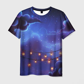 Мужская футболка 3D с принтом НОВОГОДНЯЯ НОЧЬ в Курске, 100% полиэфир | прямой крой, круглый вырез горловины, длина до линии бедер | star | stars | texture | вечер | вечерние иллюстрации | звезда | звезды | ночной пейзаж | ночные | ночь | природа | прогулки | текстуры
