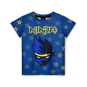 Детская футболка 3D с принтом FORTNITE NINJA в Курске, 100% гипоаллергенный полиэфир | прямой крой, круглый вырез горловины, длина до линии бедер, чуть спущенное плечо, ткань немного тянется | Тематика изображения на принте: fnchap2 | fortnite | fortnite 2 | fortnite x | marshmello | ninja | ninja hyper streamer | ninja streamer | streamer | tyler blevins | маршмелло | ниндзя | фортнайт | фортнайт 2 | фортнайт глава 2